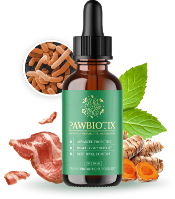 PawBiotix dog probiotic powder in its jar